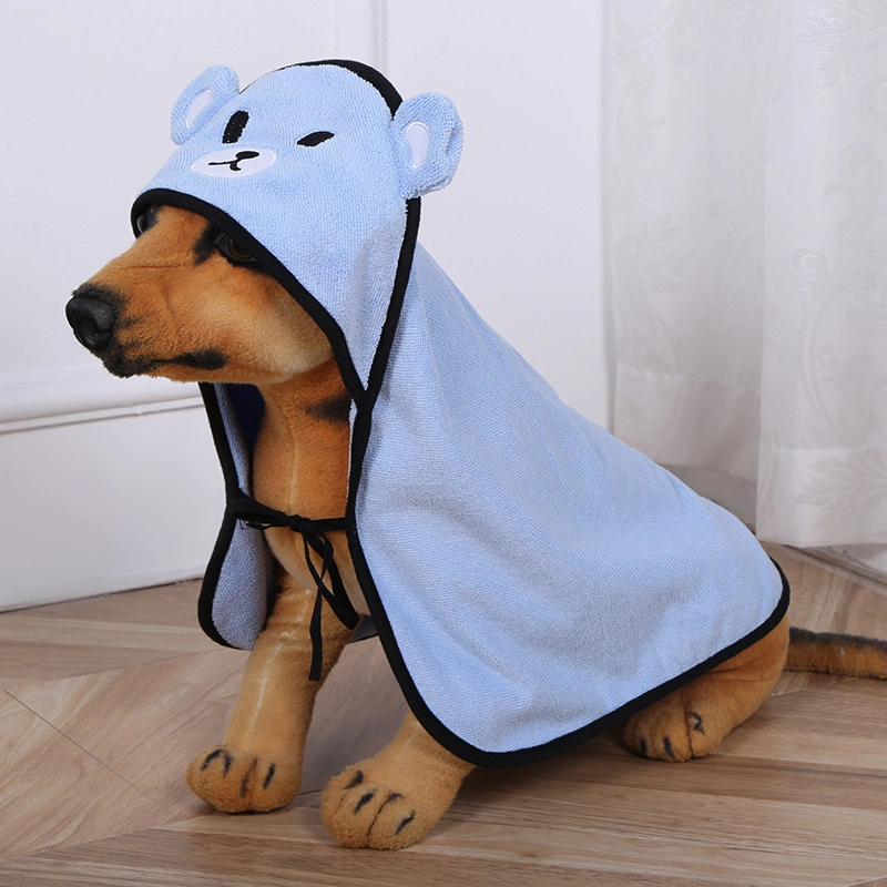Cross-Border Pet Towel Cat and Dog Bathrobe Creative Cartoon Bear Pet Bath Towel Soft Absorbent Quick Dry Towel