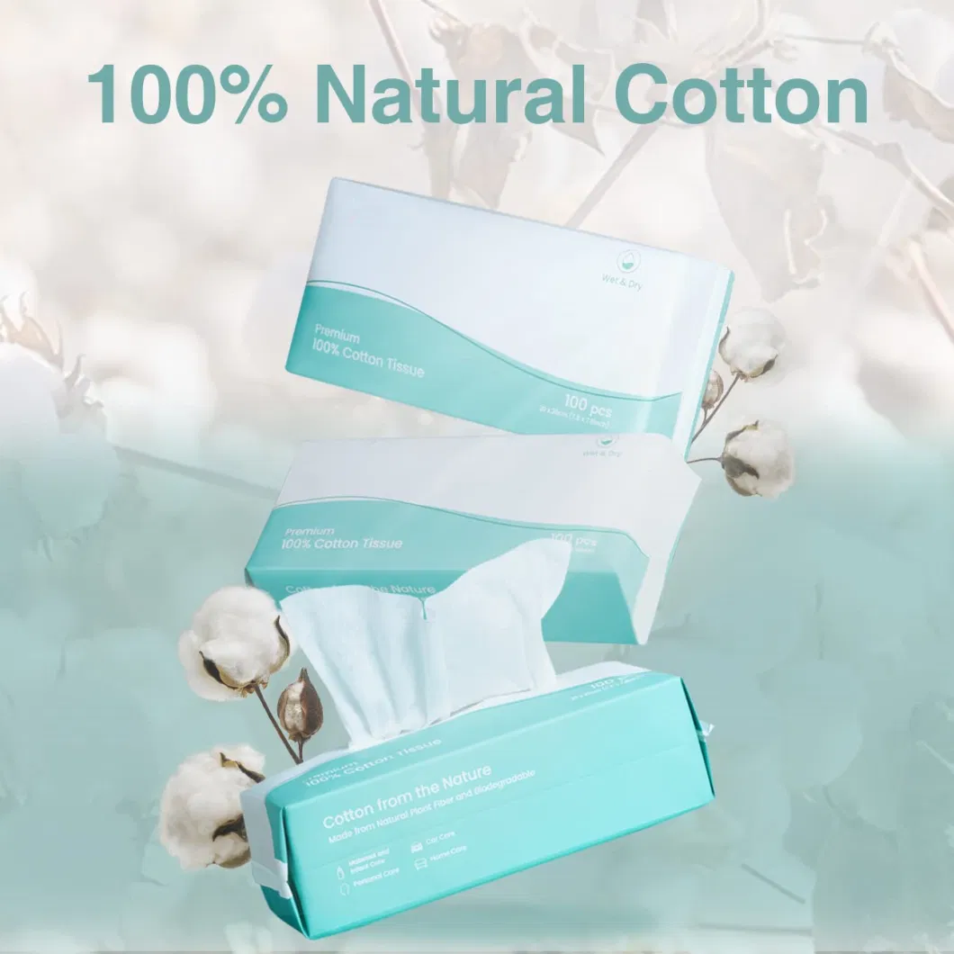 Extra Thick Dry Wipe, Disposable Face Drying Towel 100% Cotton, Lint-Free Cotton Tissues