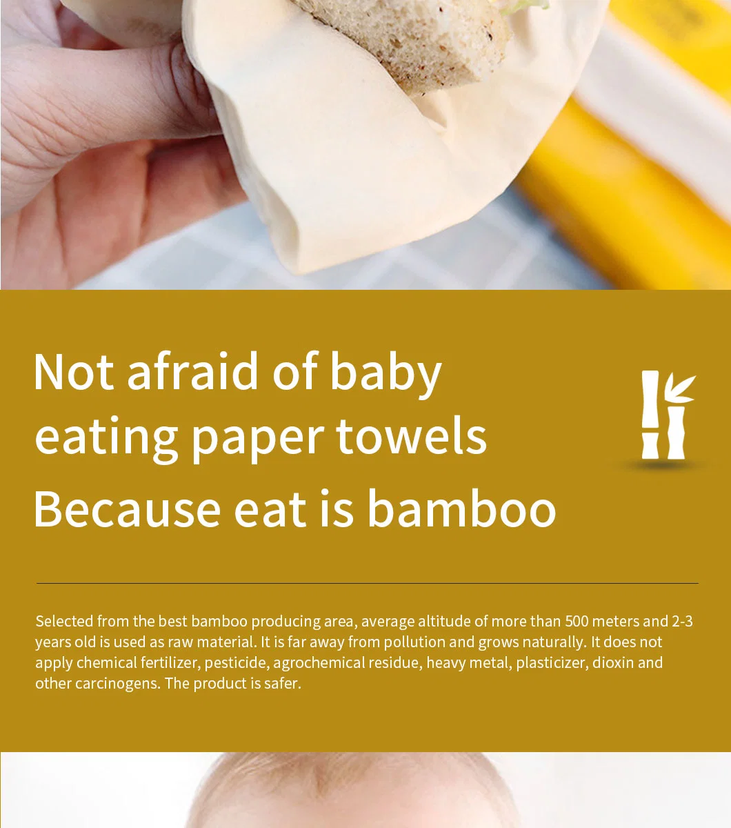 Baby Care Bamboo Facial Paper/Towel, Super Safe Biodegradable Bath Tissue/Towel, Eco Friendly Ultra Soft 1 Ply Sheets, 120 Counts Special Formula OEM Welcome