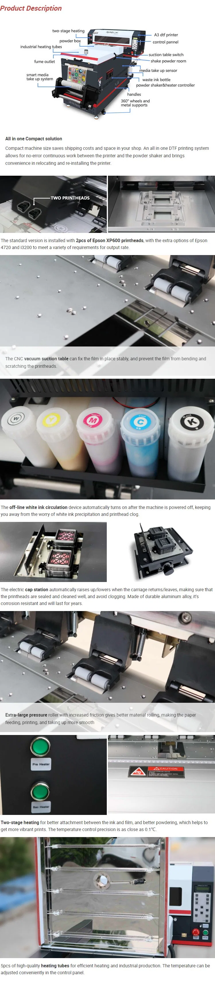 Dtf Printer Set for Swimwear Rainjackets Face Masks Bath Towels A3 Size 30cm Dtf Printer All in One