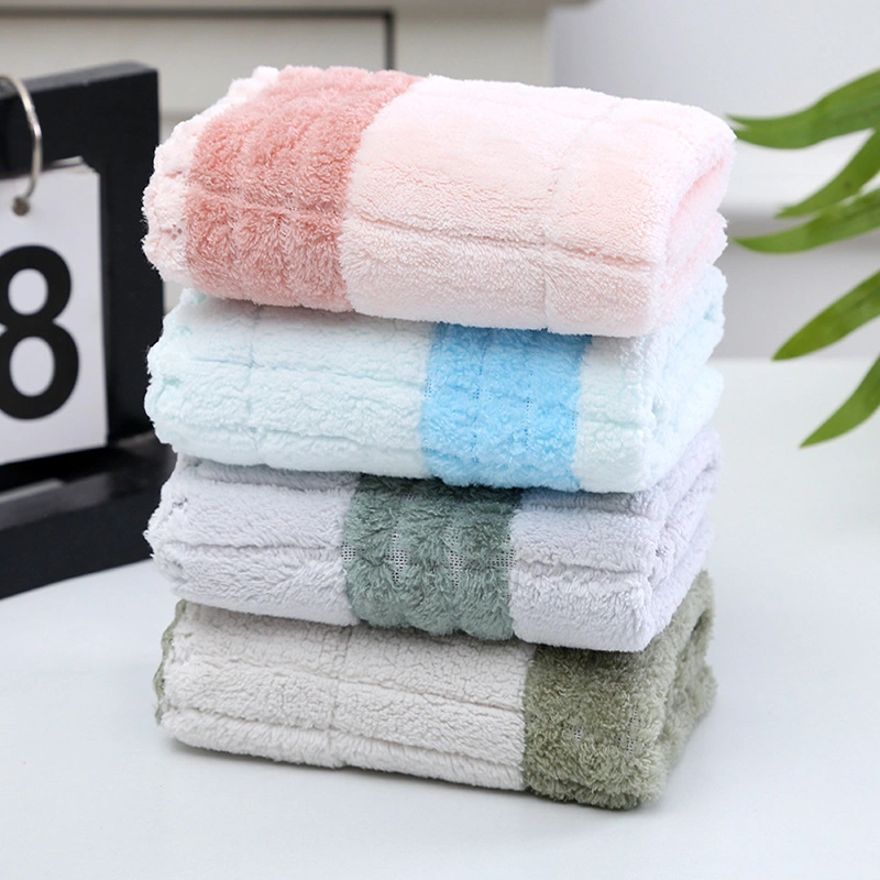 Coral Fleece Microfiber Hand Face Cleaning Cloth, Baby Wash Cloth Towels Style Small Square Towel Soft Absorbent