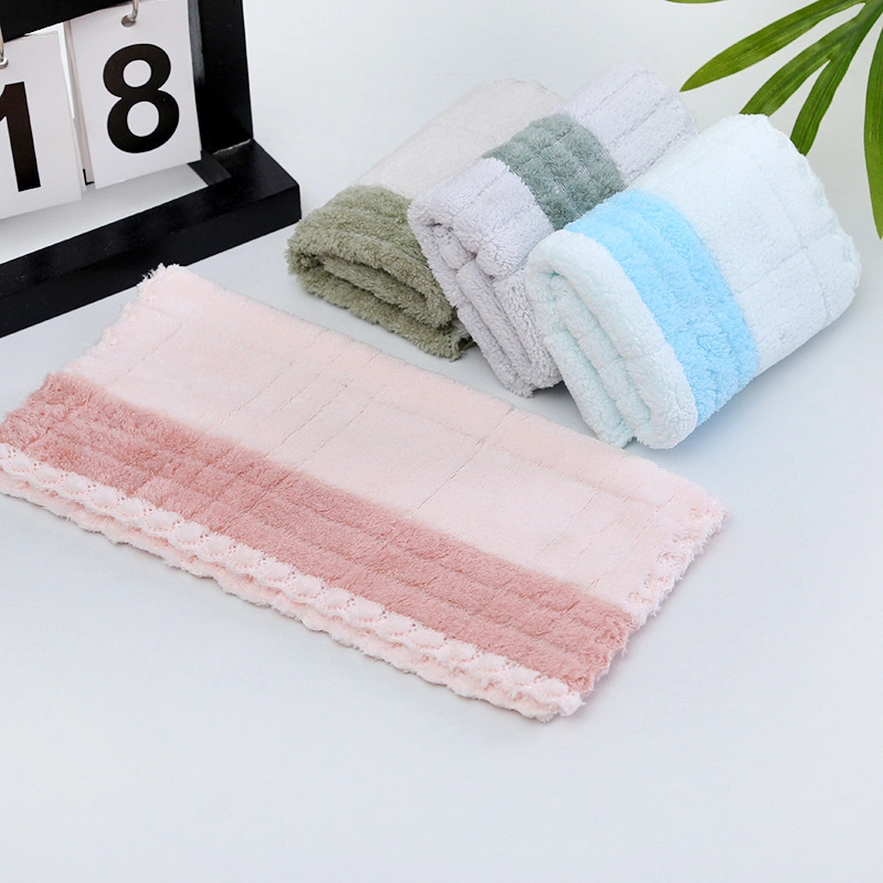 Coral Fleece Microfiber Hand Face Cleaning Cloth, Baby Wash Cloth Towels Style Small Square Towel Soft Absorbent