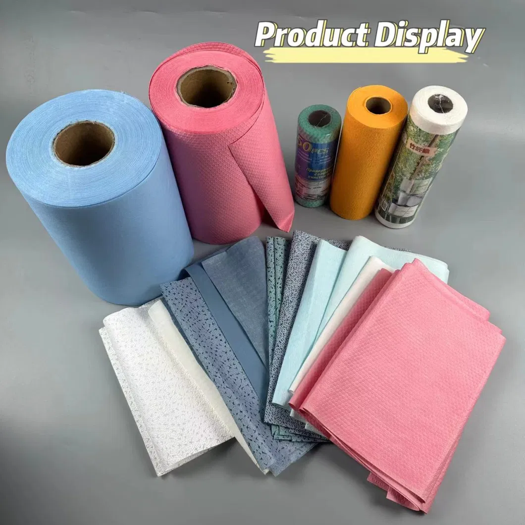 Hot Sale 110GSM Spunlace Nonwoven Blue Pulp PP Industrial Wipe Paper Roll