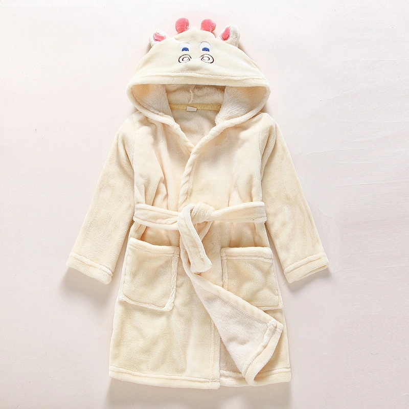 Kids Animal Plush Bathrobe Hooded Fleece Sleep Robe