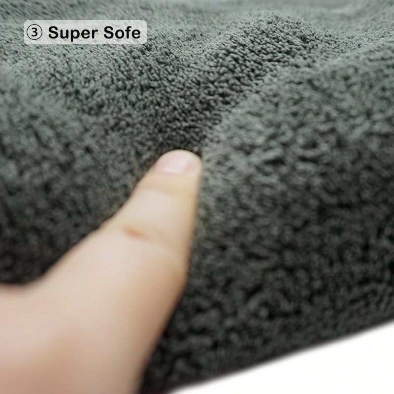 Super Plush Compostied 1200GSM Brown Microfiber Coral Fleece Towel with Cloth Hemming Edge