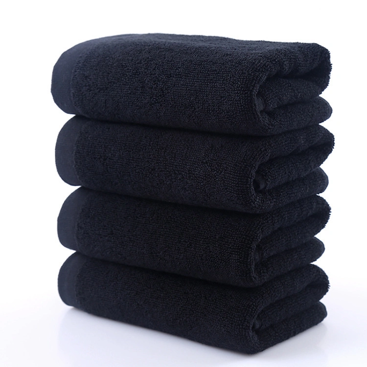 China Supplier Good Quality Thick and Soft Embroidery Logo Cotton Black Bath Towel