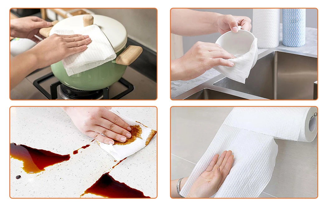 Washable White Lazy Rag Kitchen Non-Woven Towel Wet and Dry Dual-Use Clean Degreased Paper Disposable Dish Cloth