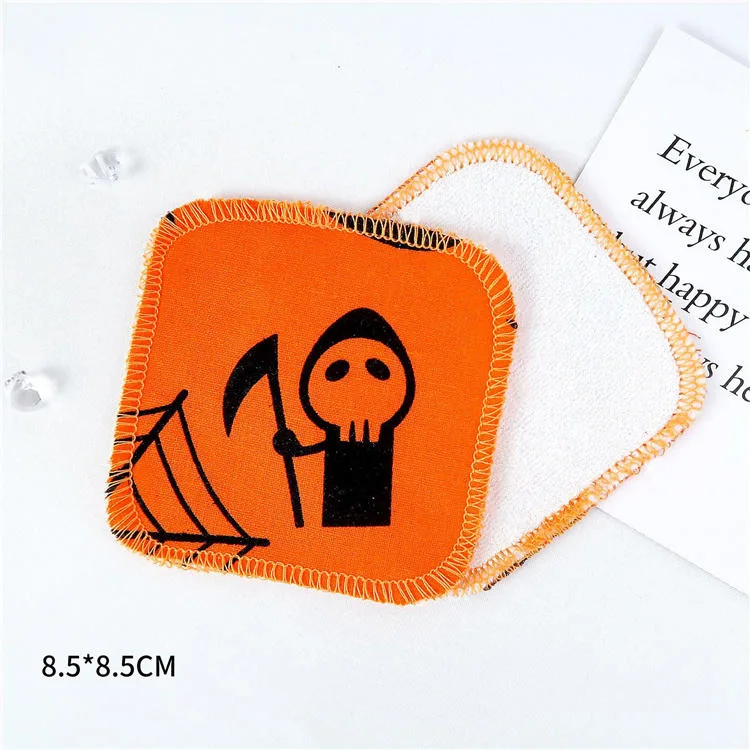 Funny Halloween Microfiber Makeup Remover Cloth Towel Reusable Washable Facial Cleaning Pad Puff Makeup Remover Cloth