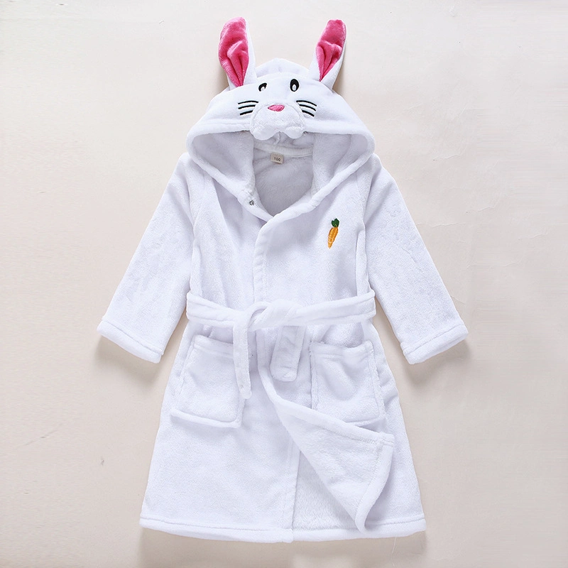 Kids Animal Plush Bathrobe Hooded Fleece Sleep Robe