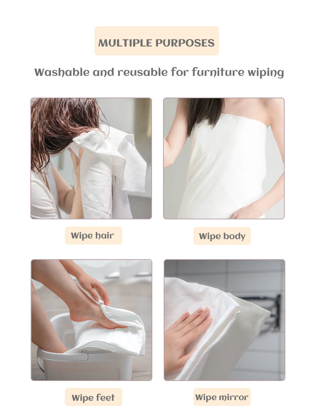 Eco-Friendly Disposable Body Hair and Face Beauty Bath Towel for Beauty Salon, SPA, Beach, Sauna, Travel, and Gym