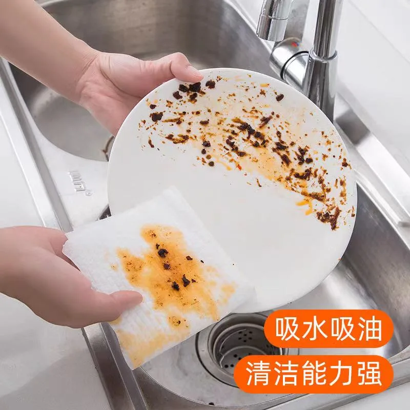 Zero-Plastic 50 PCS Disposable Non-Woven Lazy Rag for Kitchen Cleaning