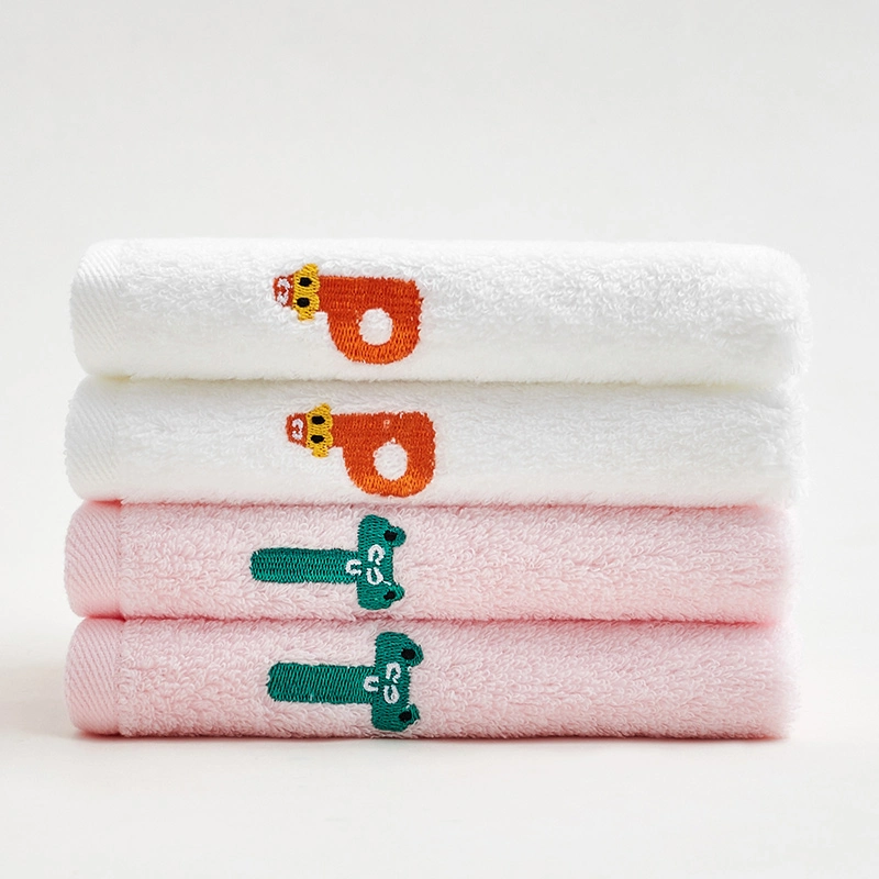 Children&prime;s Letter Embroidered Pure Cotton Face Washing Towel