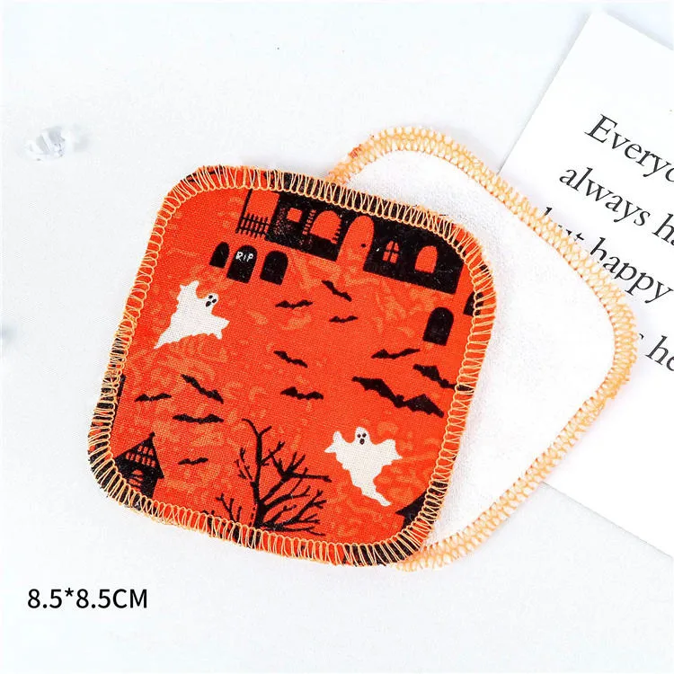 Funny Halloween Microfiber Makeup Remover Cloth Towel Reusable Washable Facial Cleaning Pad Puff Makeup Remover Cloth