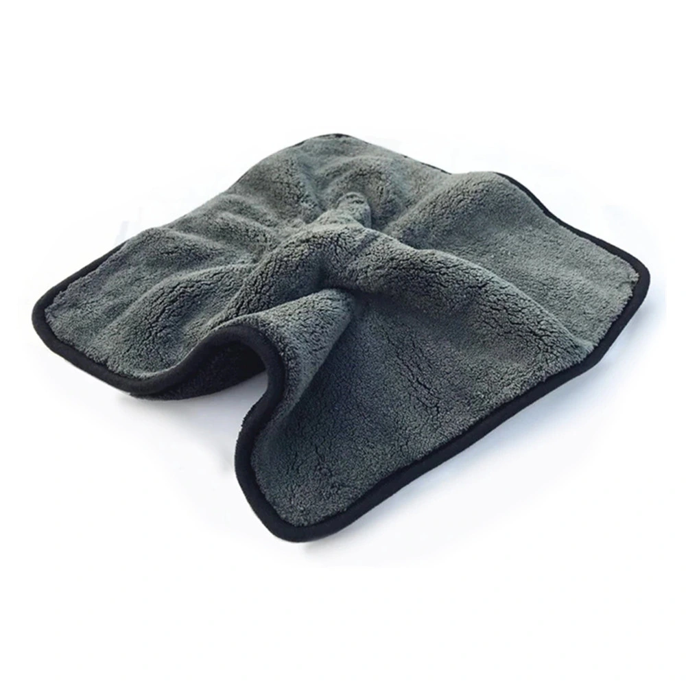 Factory Wholesale Price Super Plush Grey Microfiber Coral Fleece Towel with Cloth Hemming Edge