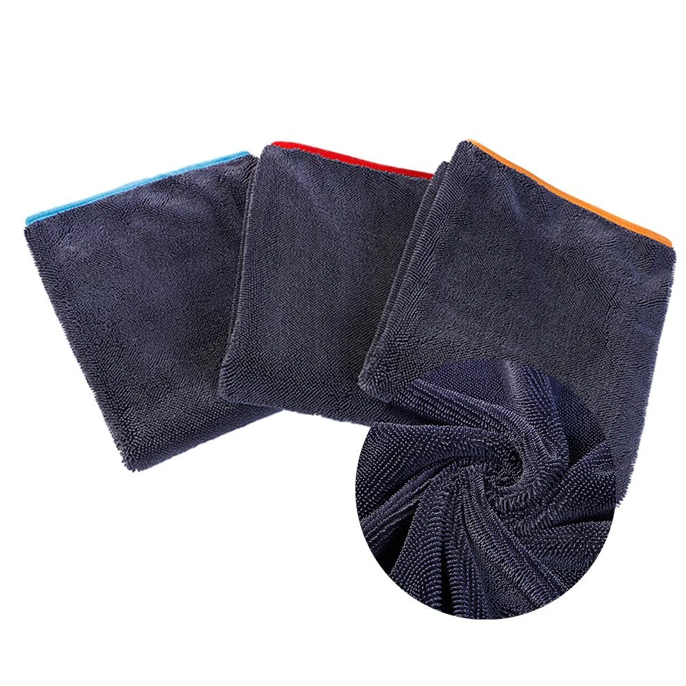 Free Samples 70%Polyester 30%Polyamide Grey Super Water Absorbent 600GSM 1100GSM 1400GSM Microfiber Cloth Thick Twist Loop Car Buffing Drying Towel Manufacturer