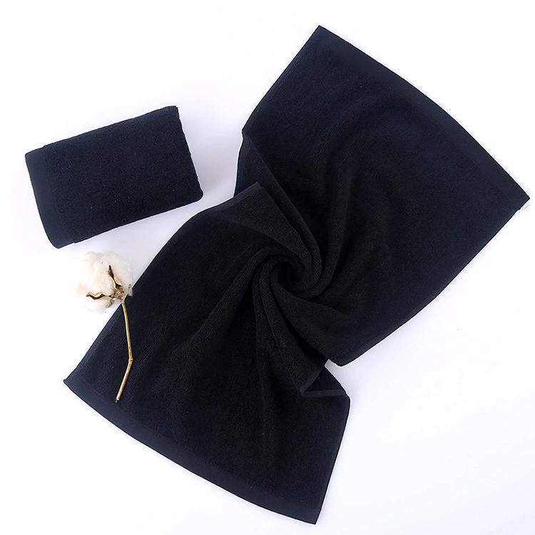 Cheap Price China Supplier Good Quality Thick and Soft Embroidery Logo Cotton Black Face Hand Bath Towel