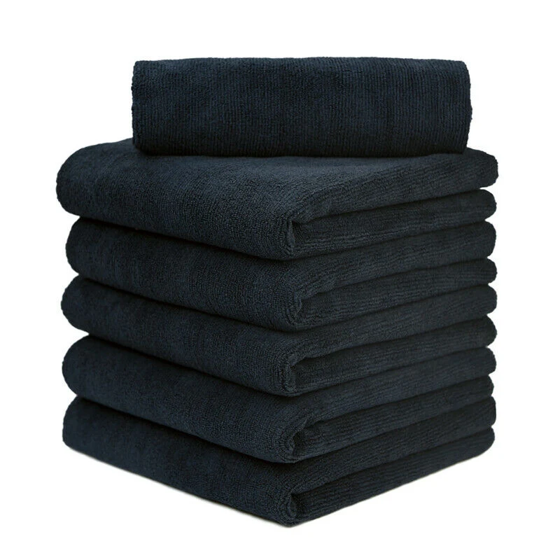 Extra Durable and Absorbent - Black Softees Microfiber Salon Hair Towels Fast Drying Towel for Hair, Hands, Face at Home, Salon, SPA, Barber 16X29inch