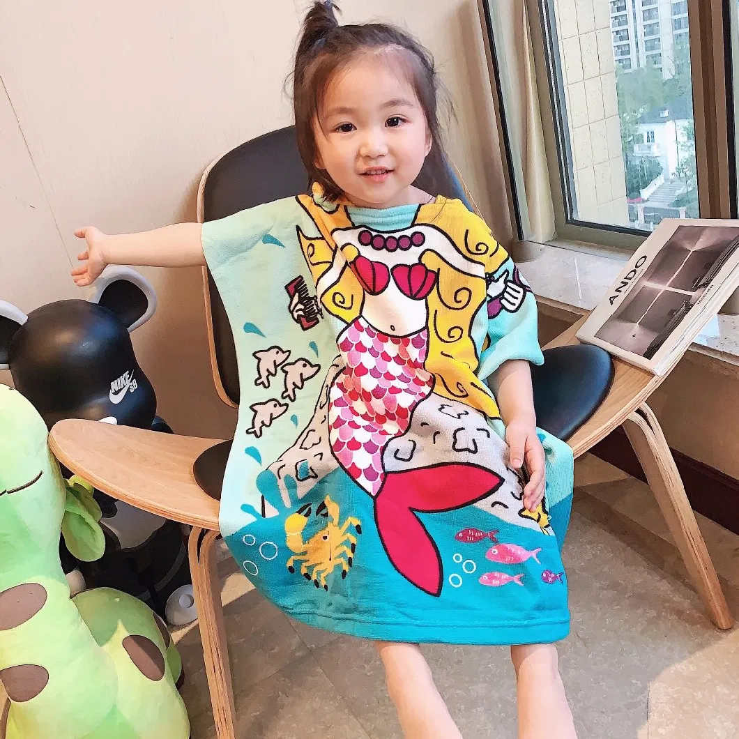 24&quot;X 24&quot;Cartoon Kids Hooded Soft Quick-Dry Beach Towel Bath Towel Sports Towel for Beach Bath Sports Swim