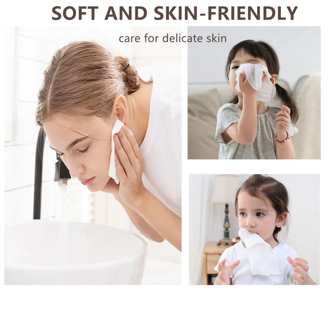 20*20cm Customized Factory Spunlace Nonwoven Cotton Tissue Organic Cotton Towel Baby Facial Tissue for Sensitive Skin Face Clean
