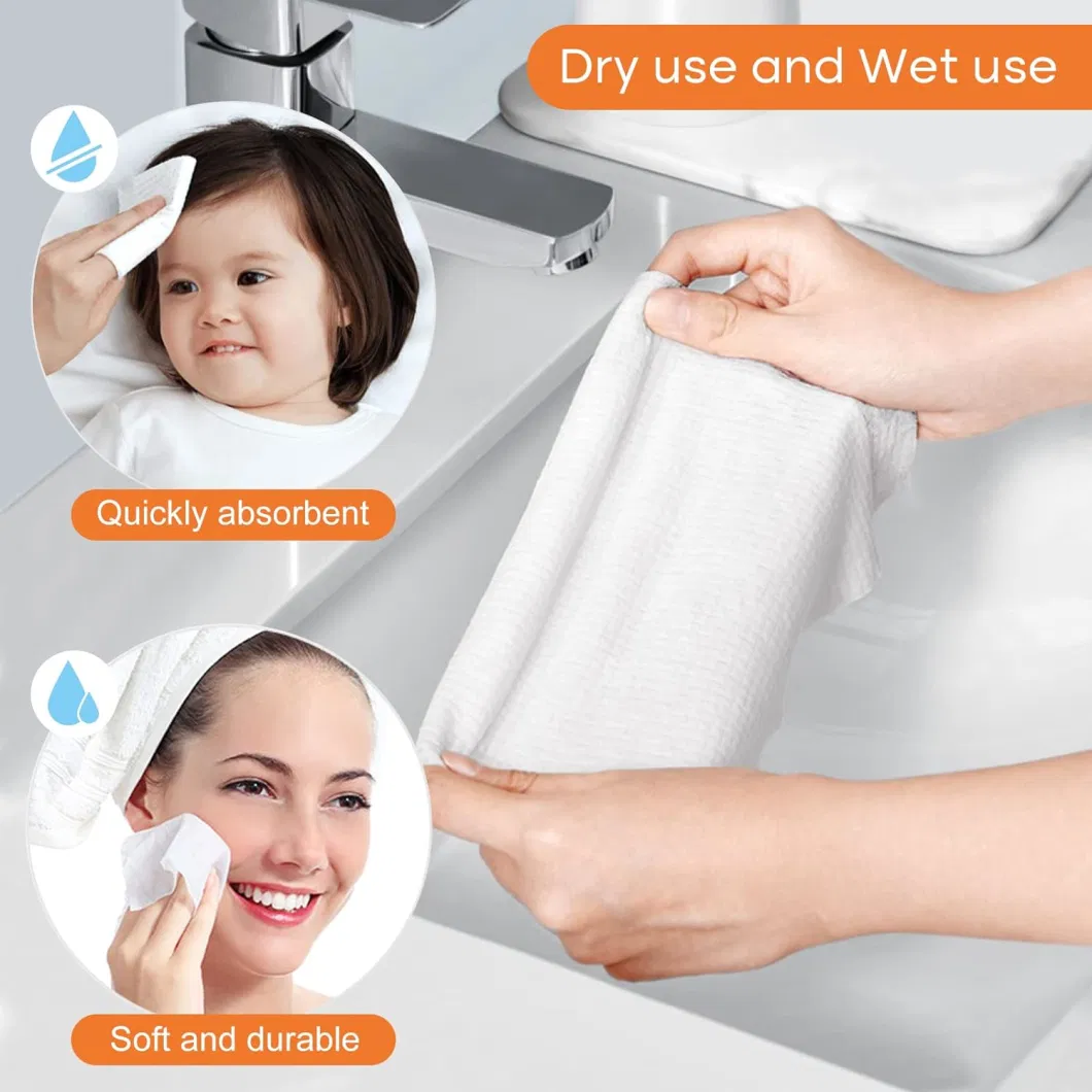 Dry and Wet Use for Sensitive Skin, Extra Thick Disposable Face Towels, Cotton Tissues, Upgraded 100% Cotton Soft Dry Wipe