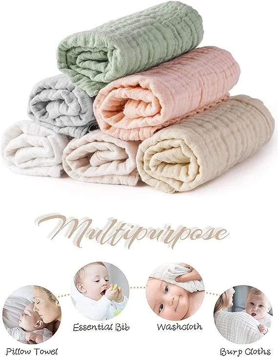Organic Newborn Baby Burp Cloths Small Cotton Face Towels