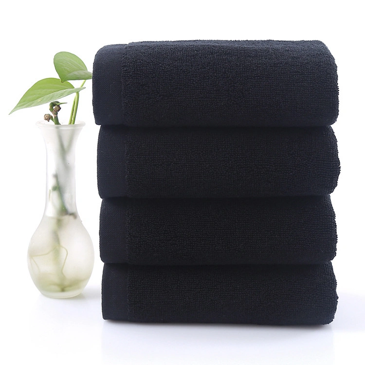 China Supplier Good Quality Thick and Soft Embroidery Logo Cotton Black Bath Towel