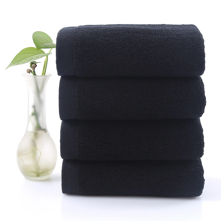 Cheap Price China Supplier Good Quality Thick and Soft Embroidery Logo Cotton Black Face Hand Bath Towel