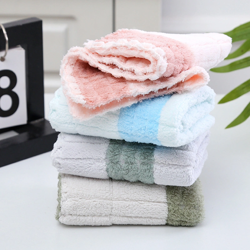 Coral Fleece Microfiber Hand Face Cleaning Cloth, Baby Wash Cloth Towels Style Small Square Towel Soft Absorbent