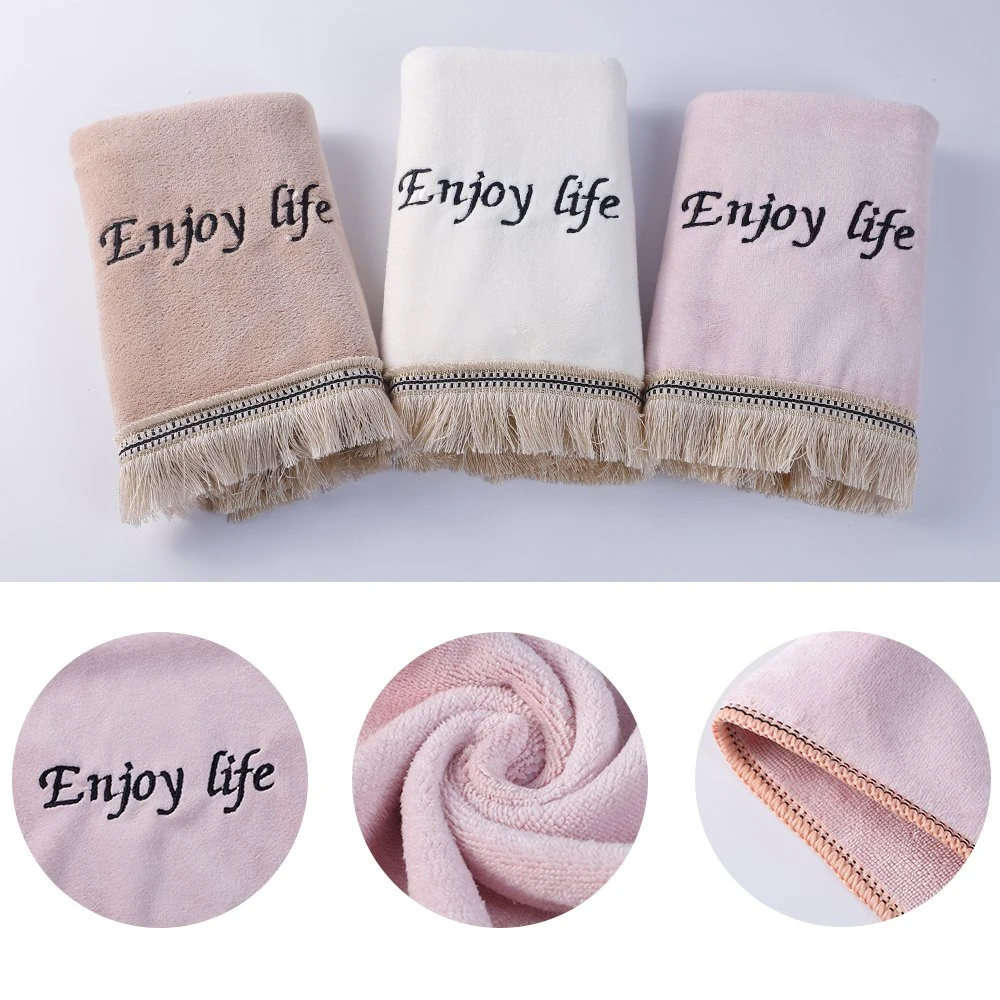 Wholesales Custom Embroidery Logo Butterfly Joining Together Microfiber Face Towel Weft Knitting Towel for Face Hair Salon and Hotel