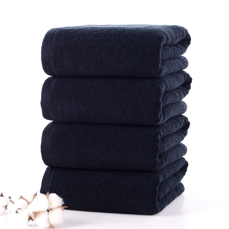 China Factory OEM Bath Towel Hotel Black Plain Towel Cotton Fabric Cleaning Face Towel