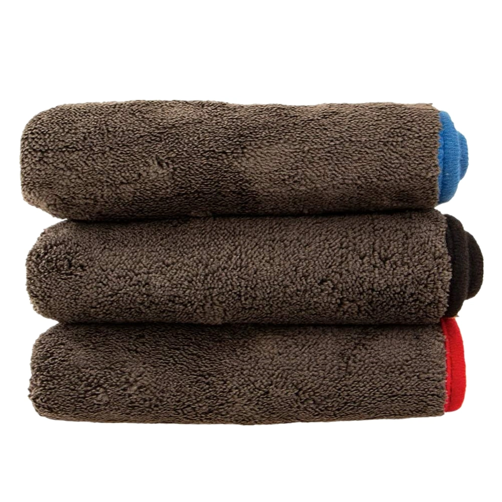 Super Plush Compostied 1200GSM Brown Microfiber Coral Fleece Towel with Cloth Hemming Edge