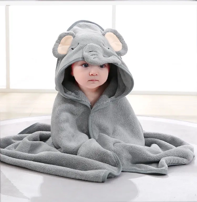 Hot Selling Flannel Fleece Animal Hooded Soft Cartoon Baby Kids Bath Towel