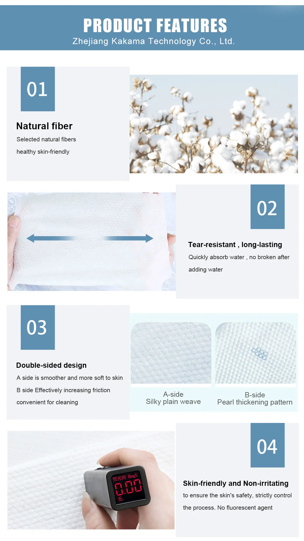 Dry and Wet Dual Use Custom 100% Soft Cotton Towel Dry Facial Wipes Disposable Face Towel