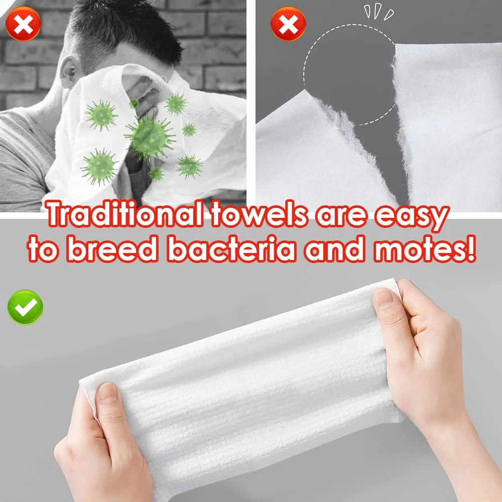 Extra Thick Disposable Face Towels, Cotton Tissues, Upgraded 100% Cotton Soft Dry Wipe, Dry and Wet Use for Sensitive Skin