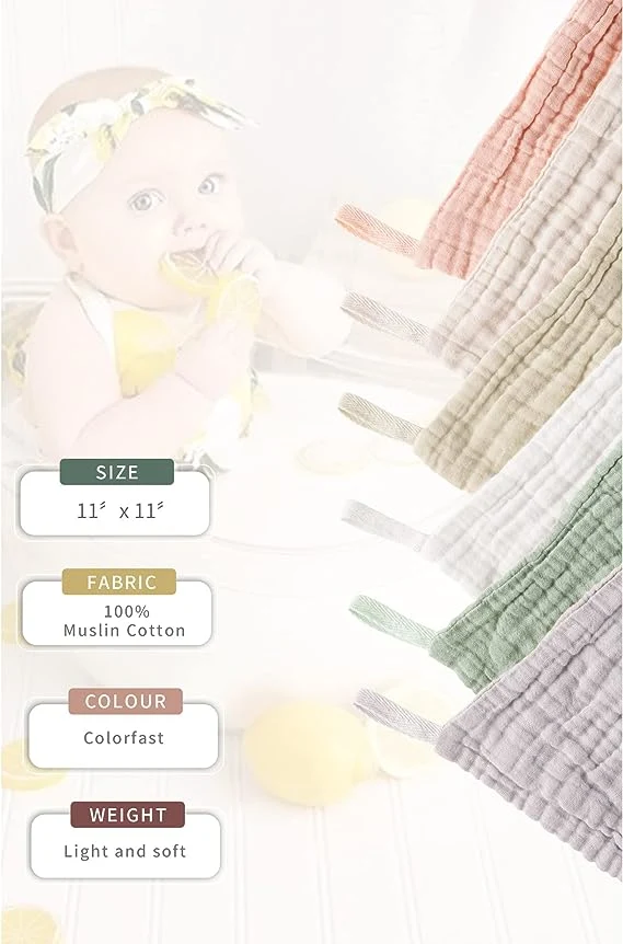 Organic Newborn Baby Burp Cloths Small Cotton Face Towels