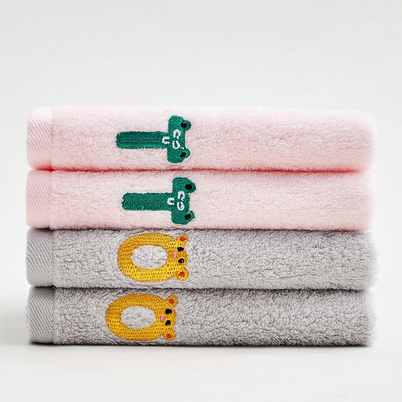 Children&prime;s Letter Embroidered Pure Cotton Face Washing Towel