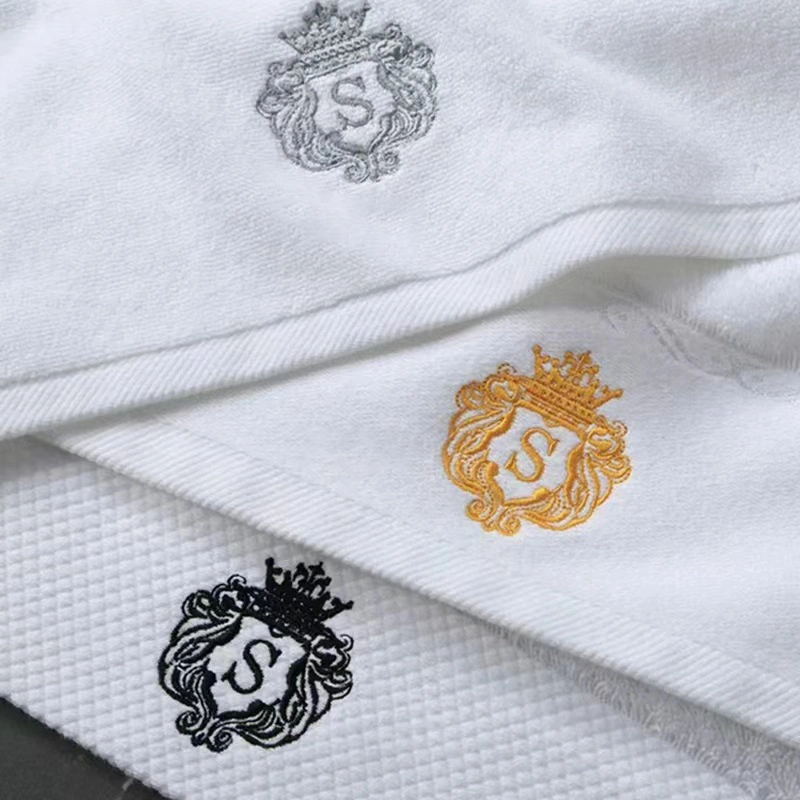 5 Star Hotel Towels White Custom Logo Bathroom Linen 100% Cotton Face Hand Bath Hotel Towel Set