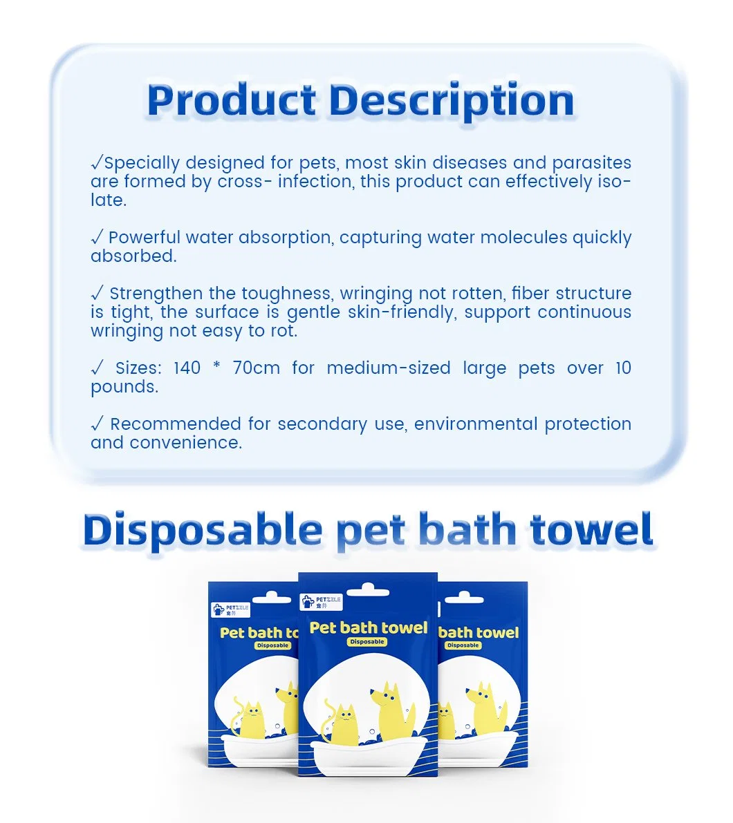 Strongly Absorbent Cleaning Pet Disposable Bath Towel Environmental Non-Woven Pet Products