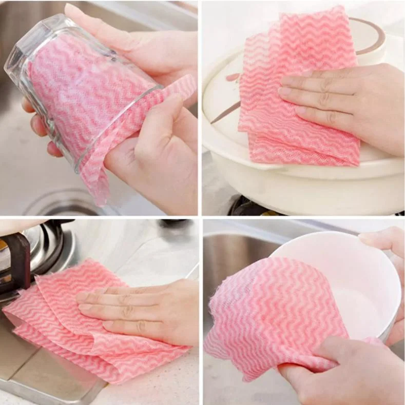 100 Sheets/Roll Disposable Dish Cloth Cleaning Towel Kitchen Dry and Wet Cleaning Degreaser Paper
