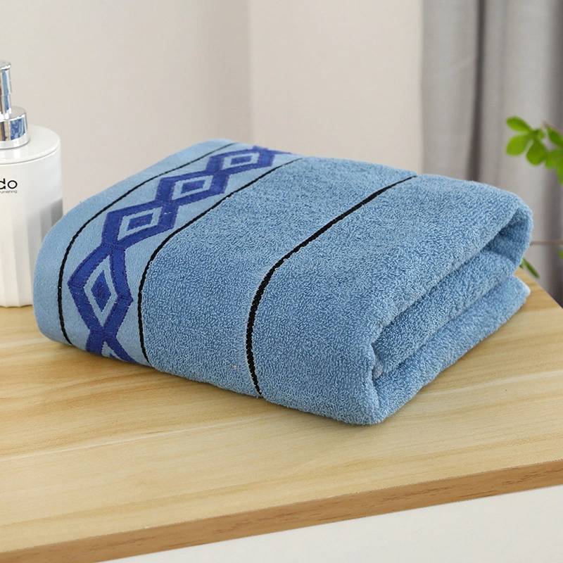 Geometric Rhombus Cotton Towel Hotel Soft and Efficient Absorbent Non Depilation Bath Towel