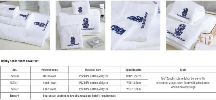 Hotel Custom Embroidery Logo 16s 550GSM Cotton Towels