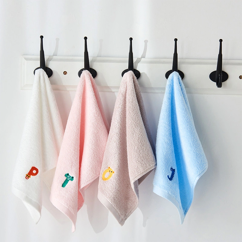 Children&prime;s Letter Embroidered Pure Cotton Face Washing Towel