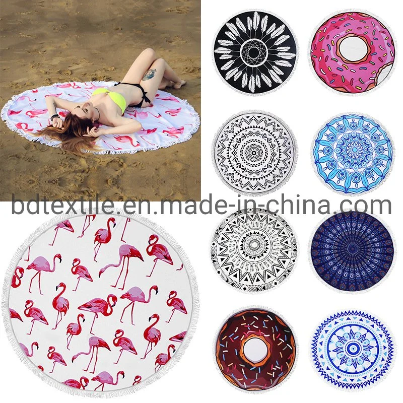 Printed Cover up Beachwear Large Tassel Microfiber Round Beach Towel