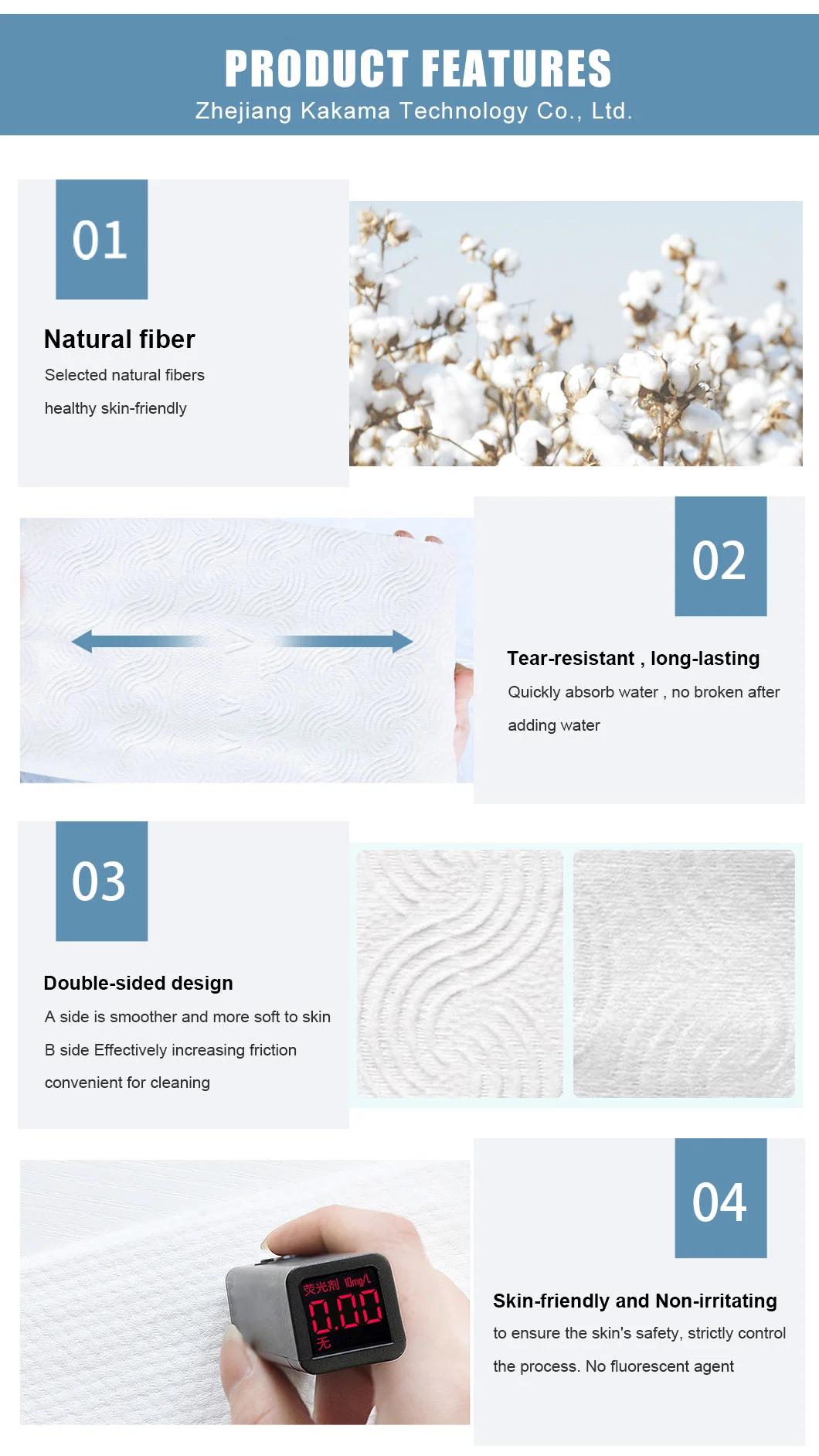 Beauty Makeup Remover Disposable Facial Cleansing Towel Natural Biodegradable Wet and Dry Use Fiber Cotton Roll Non-Woven