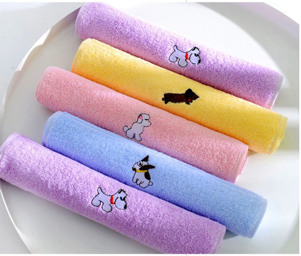 Premium Custom Embroidery Logo Absorbent Soft Washcloths100% Cotton Baby Children Hand Face Towel