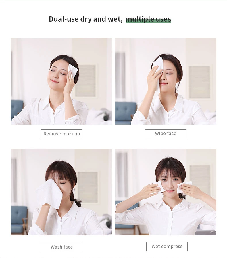 Multiuse 100% Organic Cotton Good Quality Eco-Friendly Disposable Face Towel for Sensitive Skin