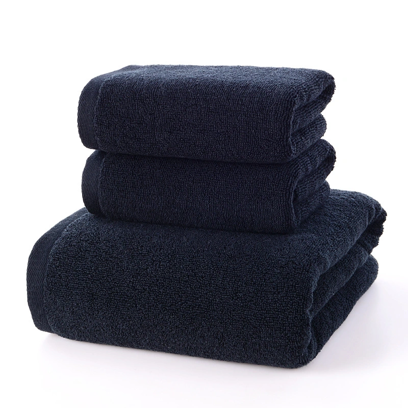 China Factory OEM Bath Towel Hotel Black Plain Towel Cotton Fabric Cleaning Face Towel