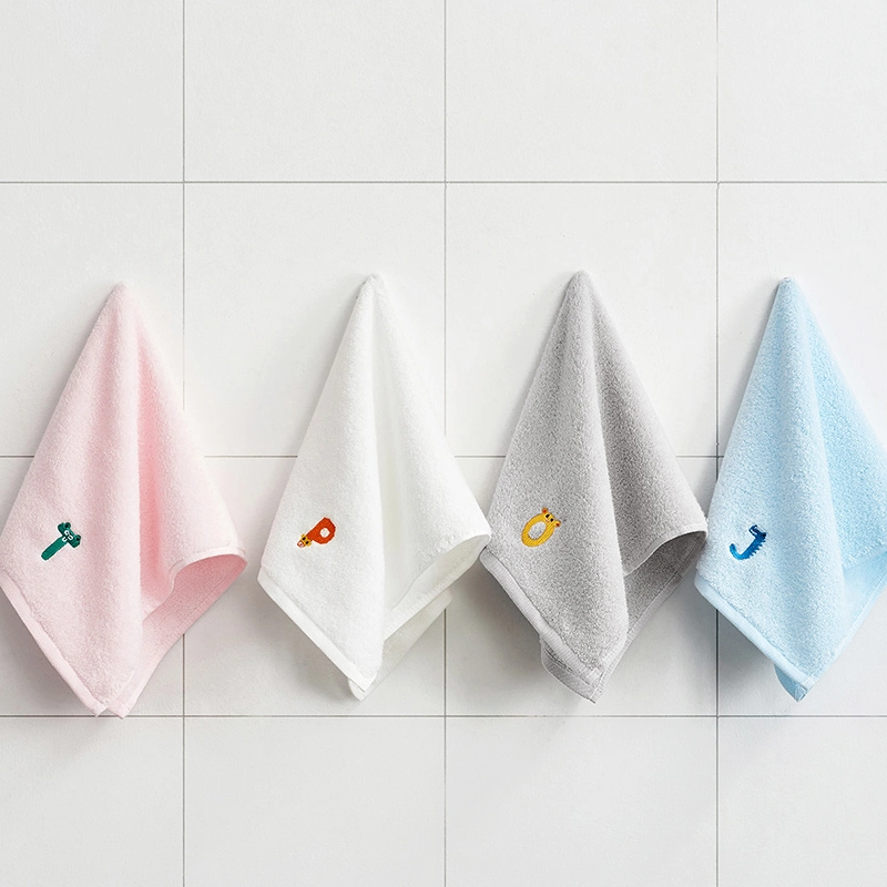 Children&prime;s Letter Embroidered Pure Cotton Face Washing Towel