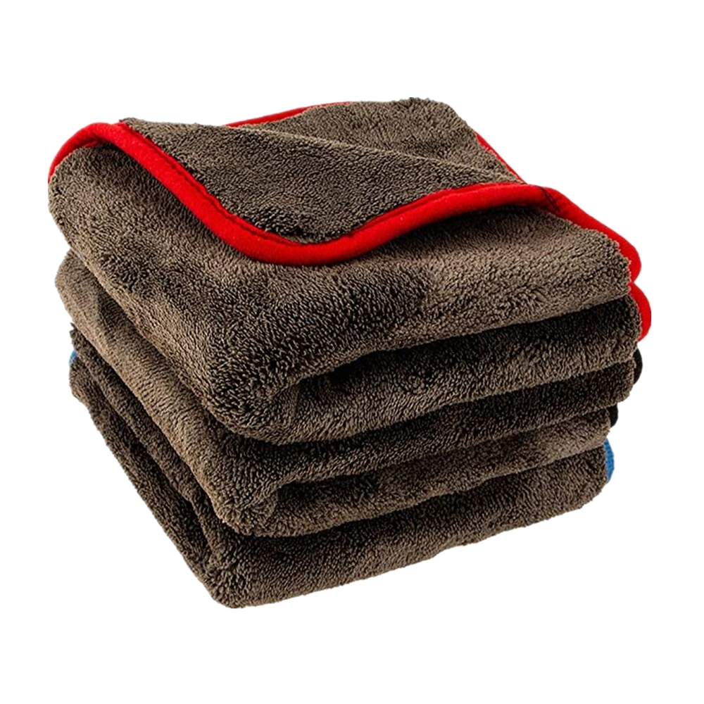 Super Plush Compostied 1200GSM Brown Microfiber Coral Fleece Towel with Cloth Hemming Edge