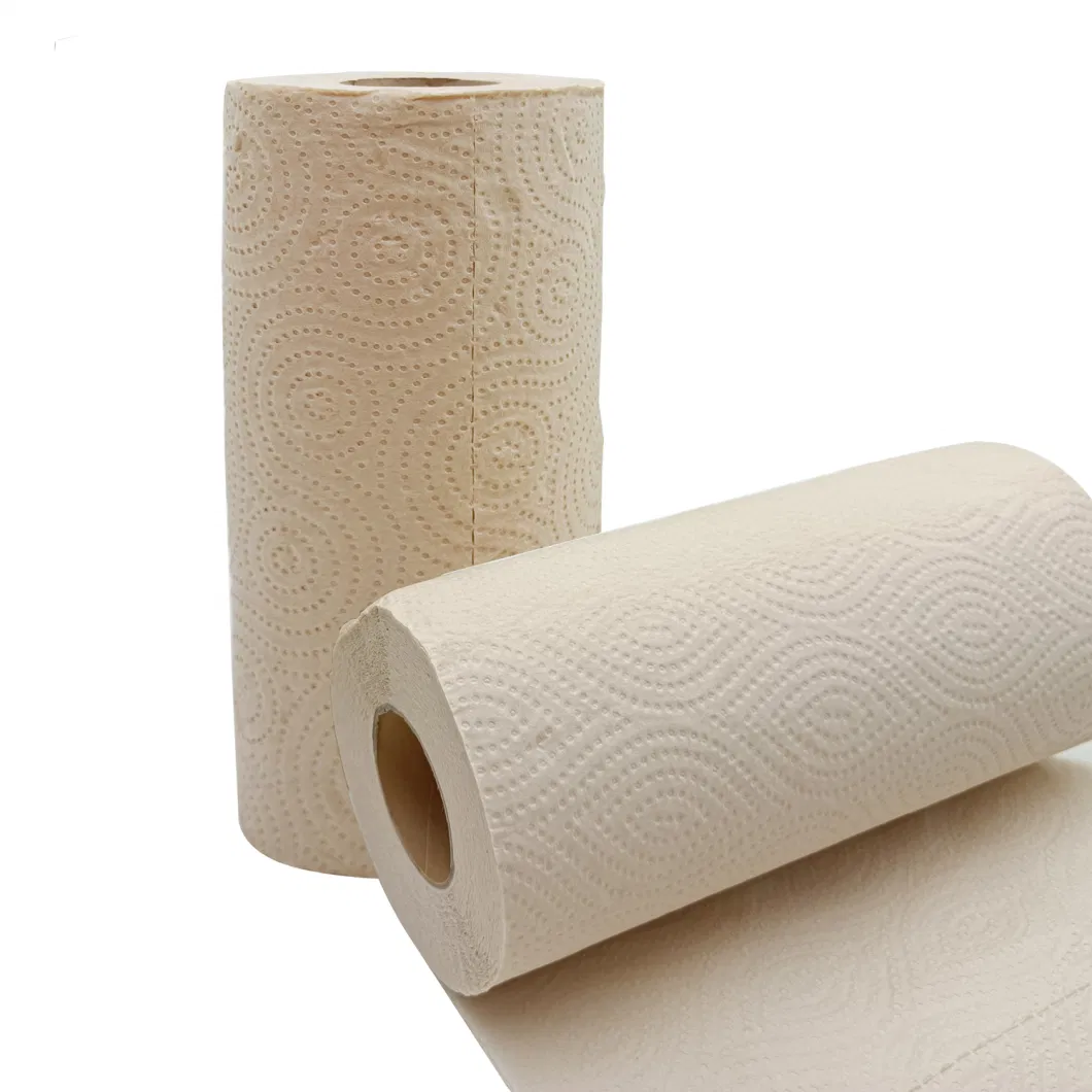 Absorbent 100% Bamboo Pulp Nature Color 2 Ply Bamboo Kitchen Paper Towel